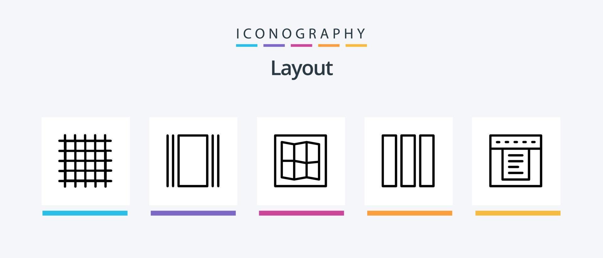 Layout Line 5 Icon Pack Including structure. layout. streamline. web. layout. Creative Icons Design vector