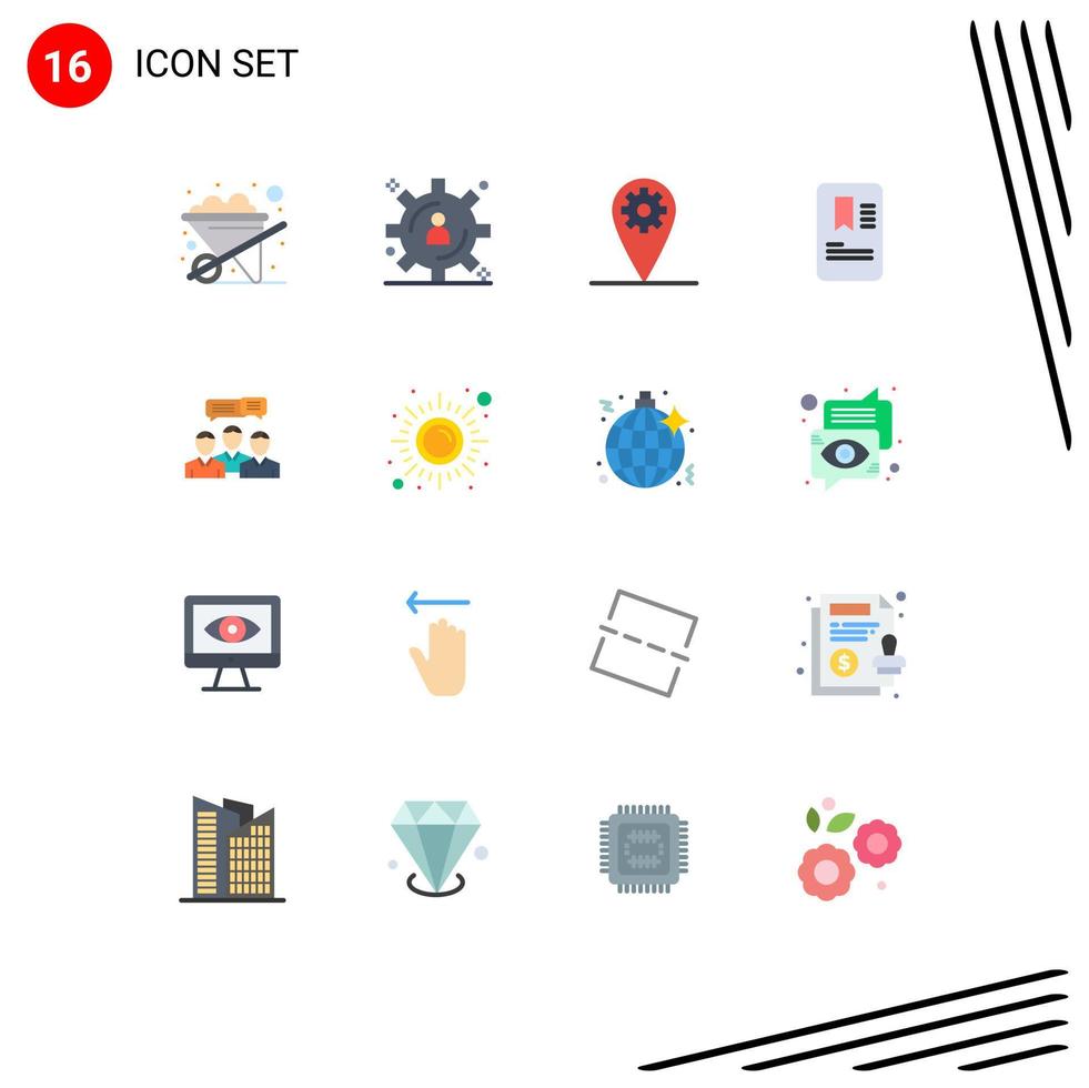 Flat Color Pack of 16 Universal Symbols of online dialog location consulting chat Editable Pack of Creative Vector Design Elements