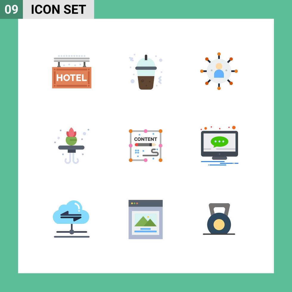 Group of 9 Flat Colors Signs and Symbols for duplicate content group shelf home Editable Vector Design Elements