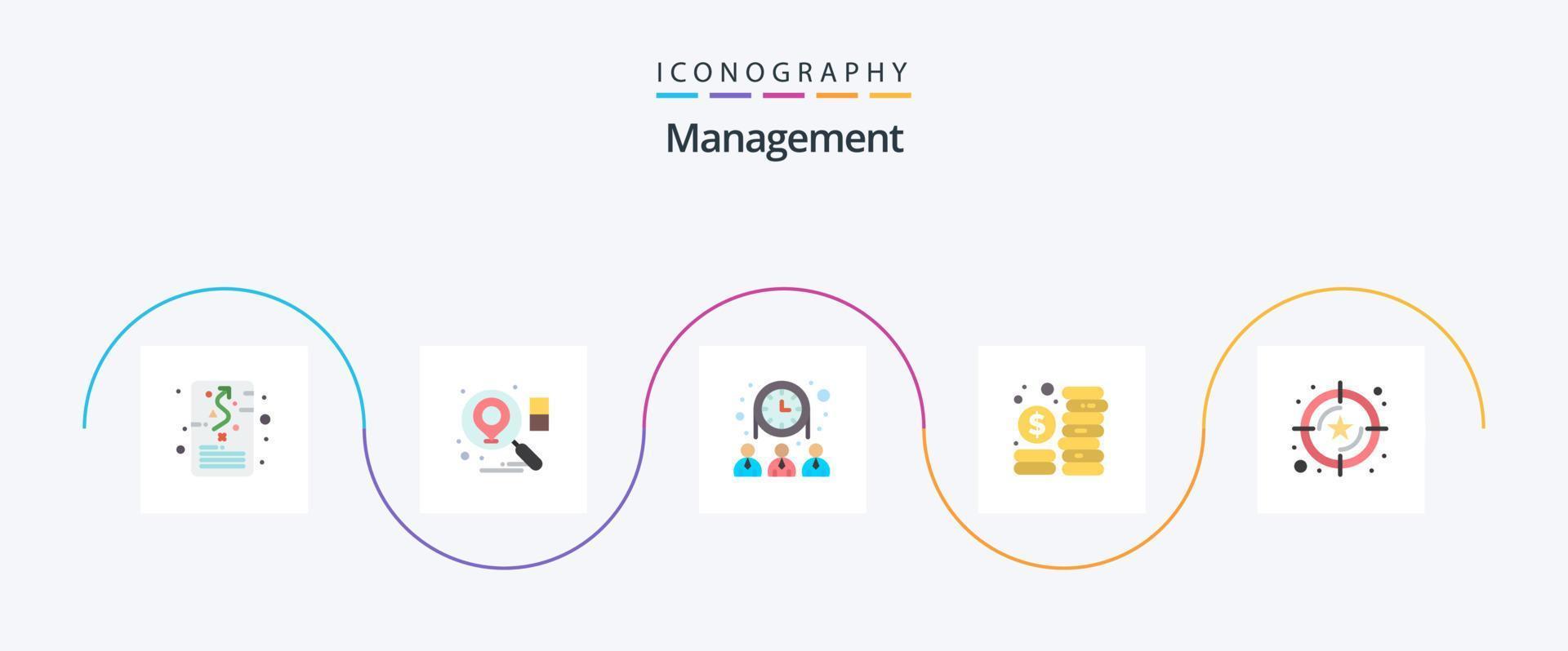 Management Flat 5 Icon Pack Including service. management. group. investment. budget vector