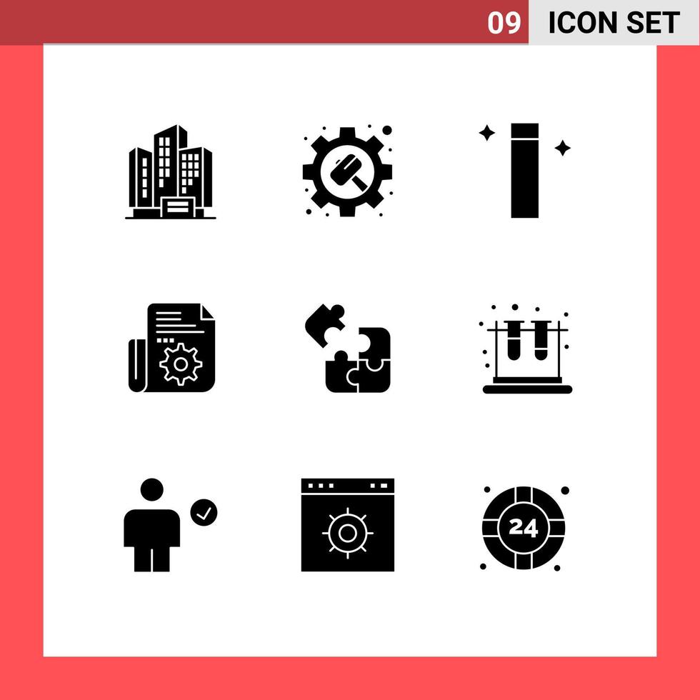 9 Creative Icons Modern Signs and Symbols of science jigsaw magic tools folder Editable Vector Design Elements