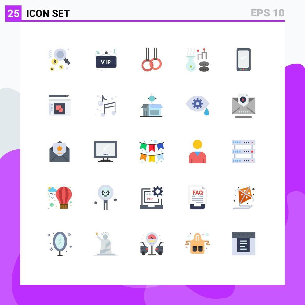 Set of 25 Vector Flat Colors on Grid for android smart phone gymnastics phone spa Editable Vector Design Elements