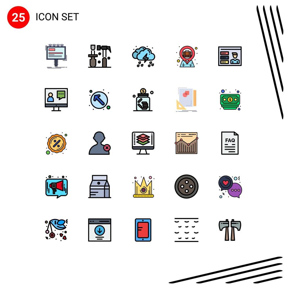 Set of 25 Modern UI Icons Symbols Signs for case briefcase tools bag weather Editable Vector Design Elements