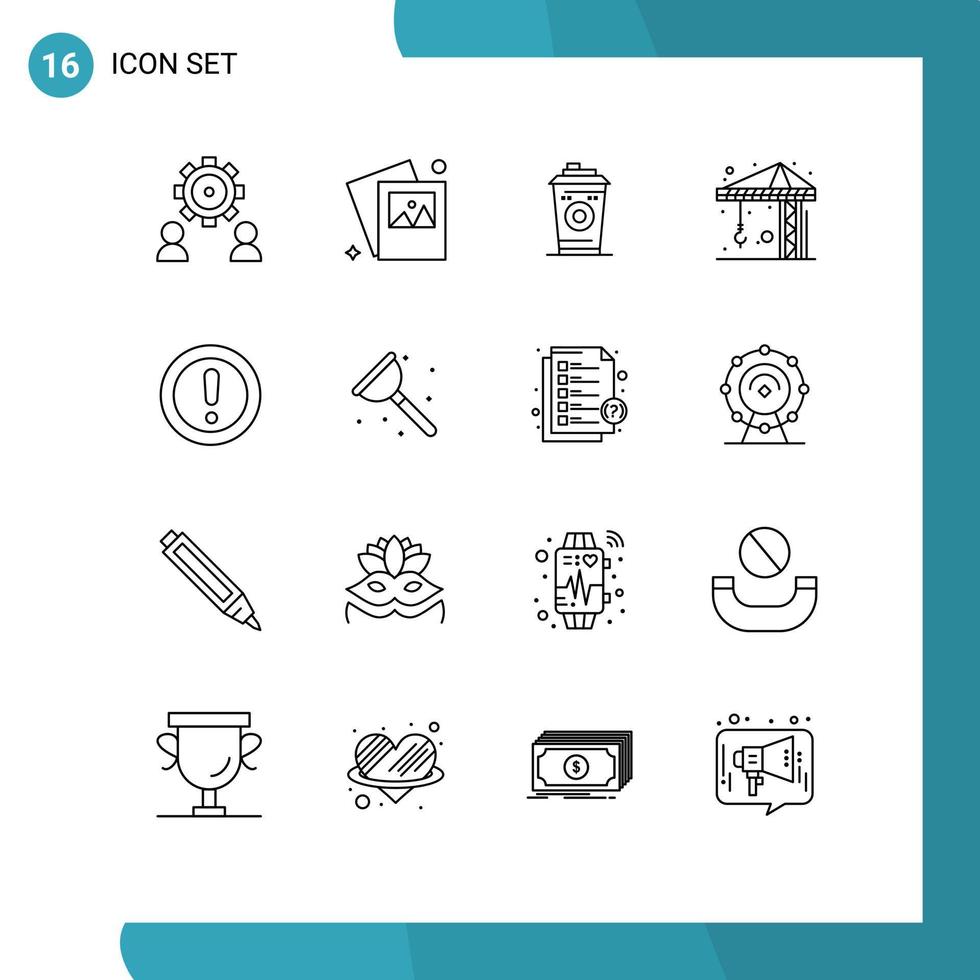 paquete de iconos de vectores de stock de 16 signos y símbolos de línea para notas sobre elementos de diseño de vectores editables de la arquitectura del grano de café