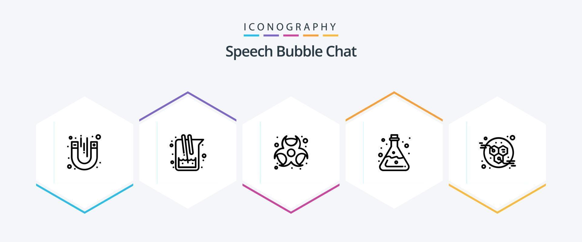 Chat 25 Line icon pack including lab. tube. lab. lab. hazardous vector