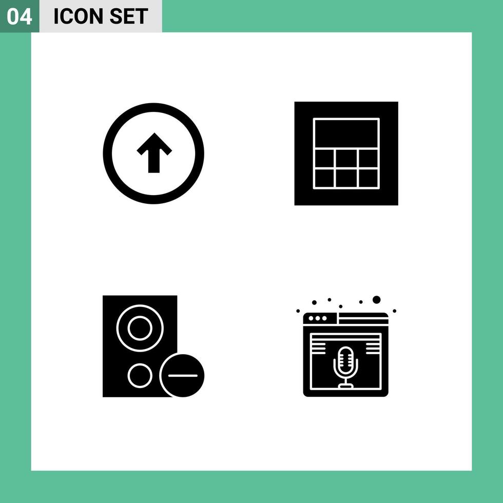 4 Universal Solid Glyph Signs Symbols of arrow gadget user interface wireframe remove Editable Vector Design Elements