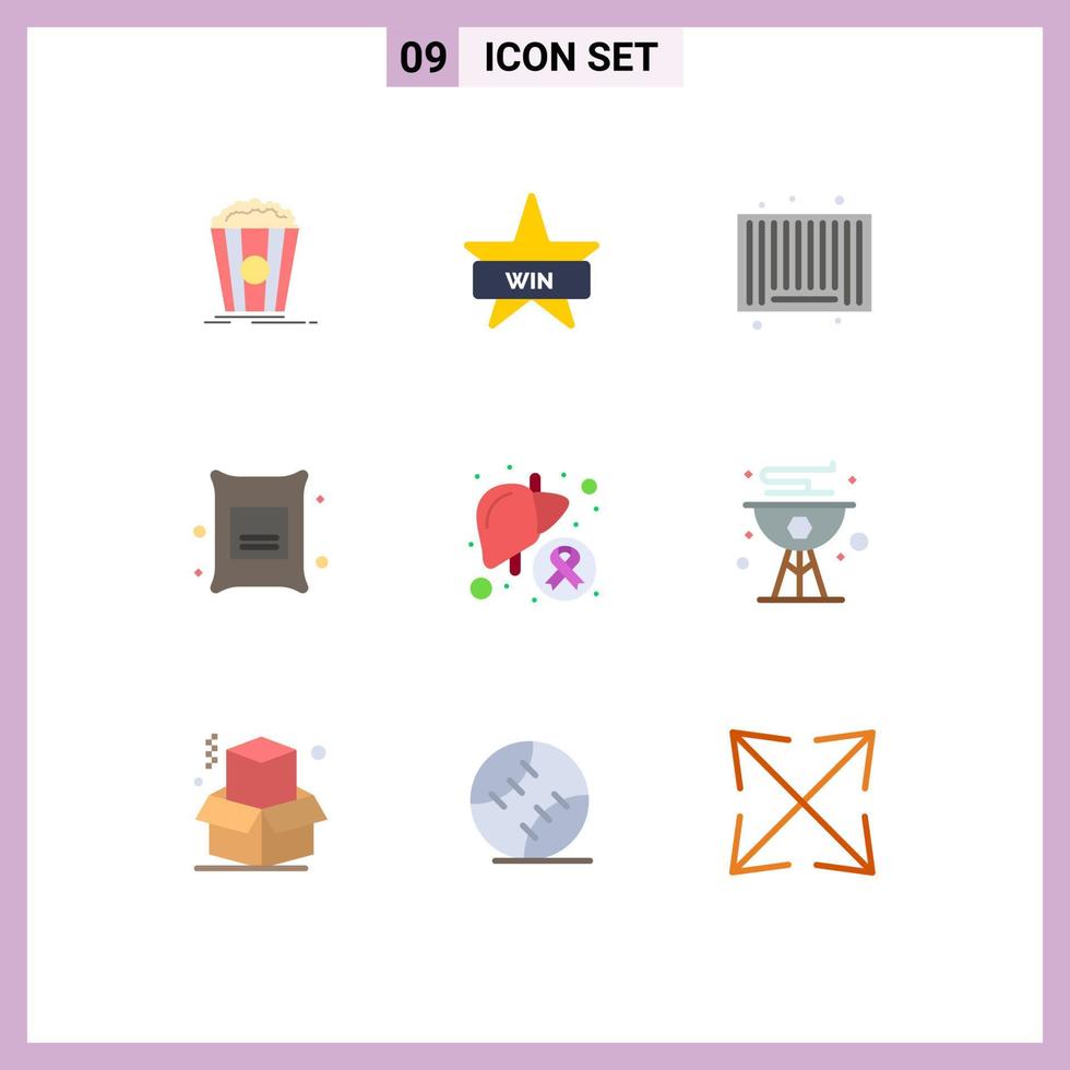 9 Universal Flat Colors Set for Web and Mobile Applications disease wheat barcode food barley Editable Vector Design Elements