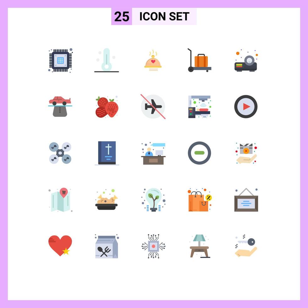 25 Creative Icons Modern Signs and Symbols of presentation luggage weather baggage love Editable Vector Design Elements