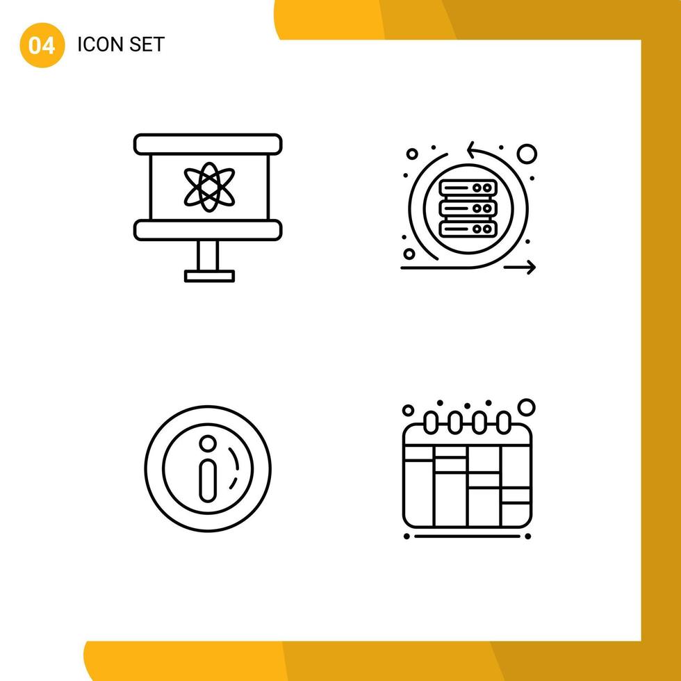 4 colores planos de línea de relleno de vector temático y símbolos editables de elementos de diseño de vector editable de alerta de scrum de espacio de comercio electrónico de átomo