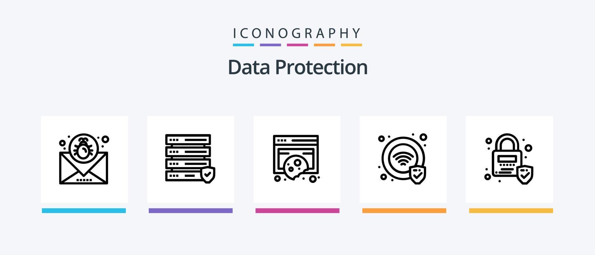 Data Protection Line 5 Icon Pack Including security. fire. data. security. cloud. Creative Icons Design vector