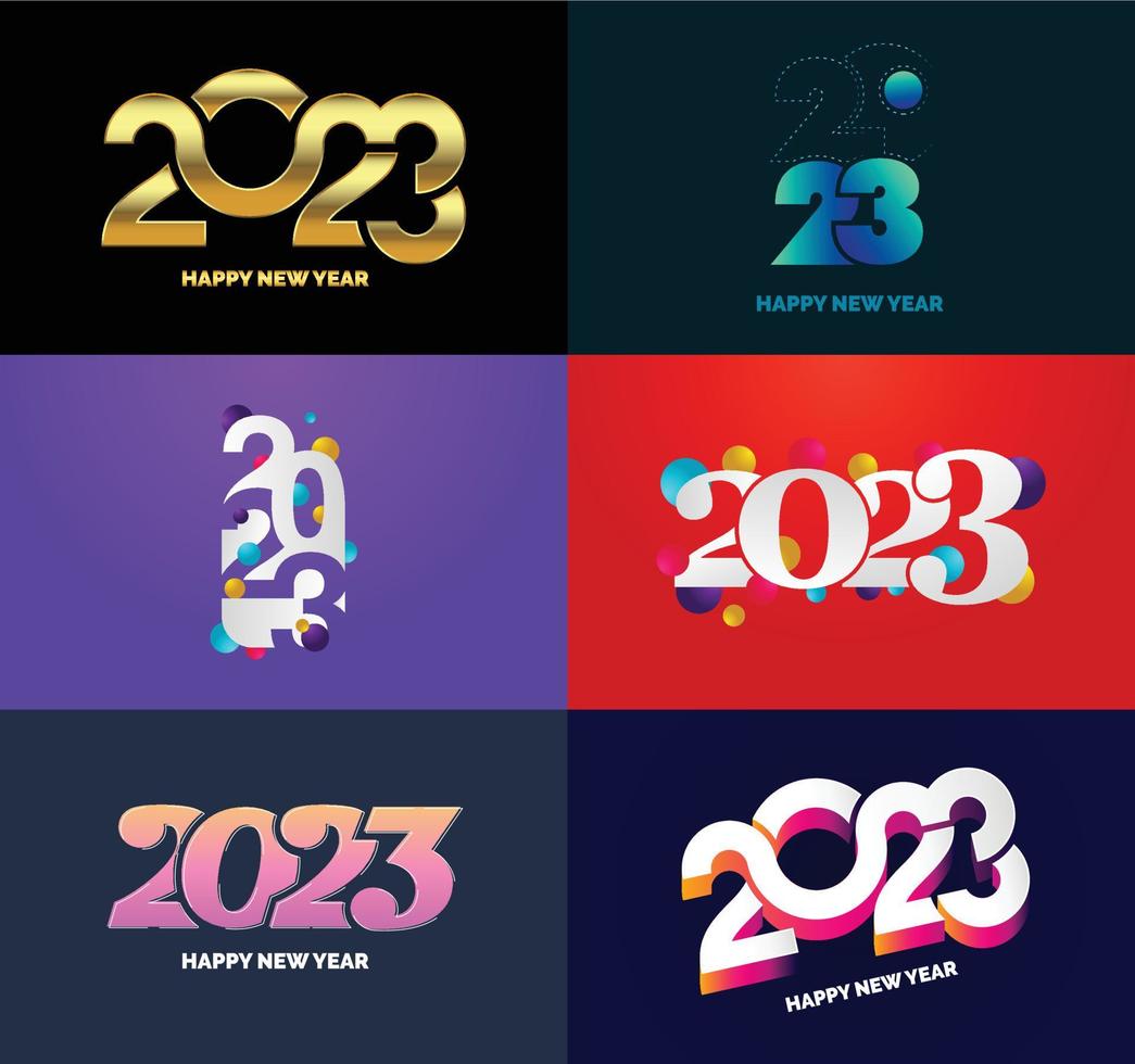 gran conjunto de 2023 feliz año nuevo diseño de texto de logotipo plantilla de diseño de número 2023 vector