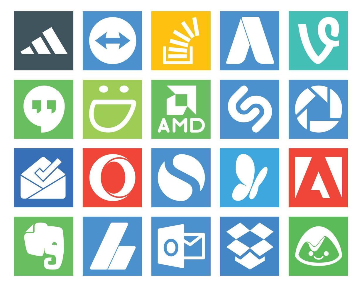 20 Social Media Icon Pack Including adobe simple hangouts opera picasa vector
