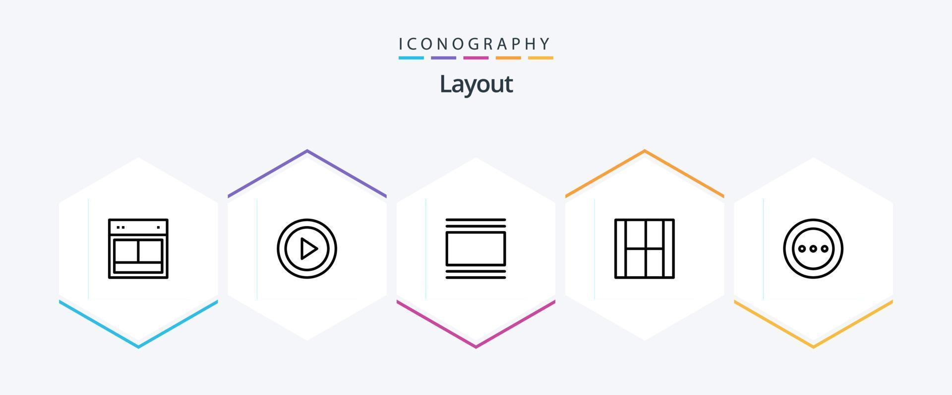 Layout 25 Line icon pack including draw. create. ui. vertical. layout vector