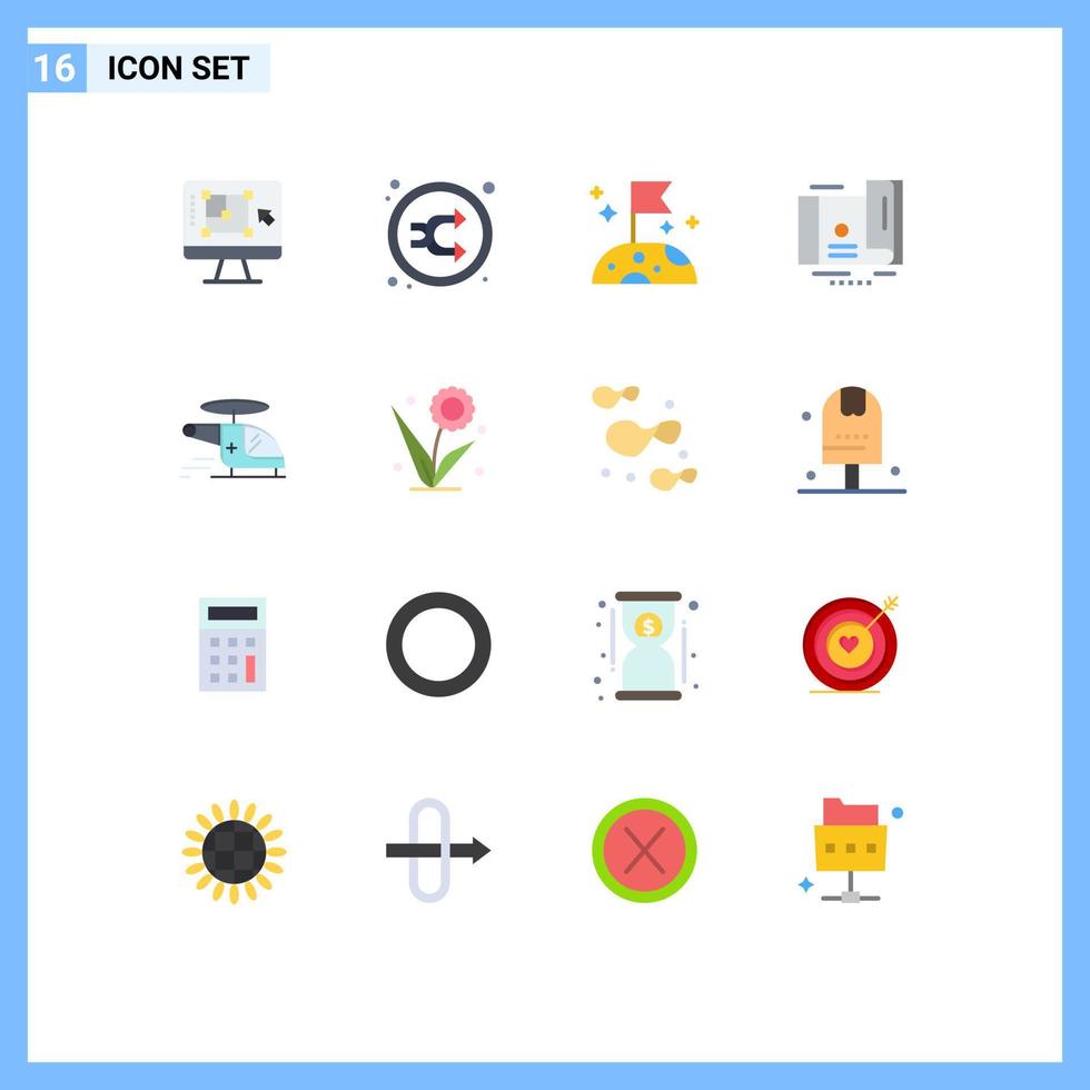 16 Flat Color concept for Websites Mobile and Apps helicopter gift random coupon space Editable Pack of Creative Vector Design Elements