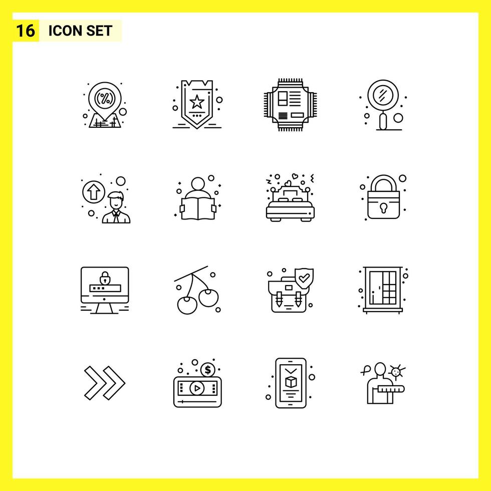 16 Creative Icons Modern Signs and Symbols of zoom search chip scan technology Editable Vector Design Elements