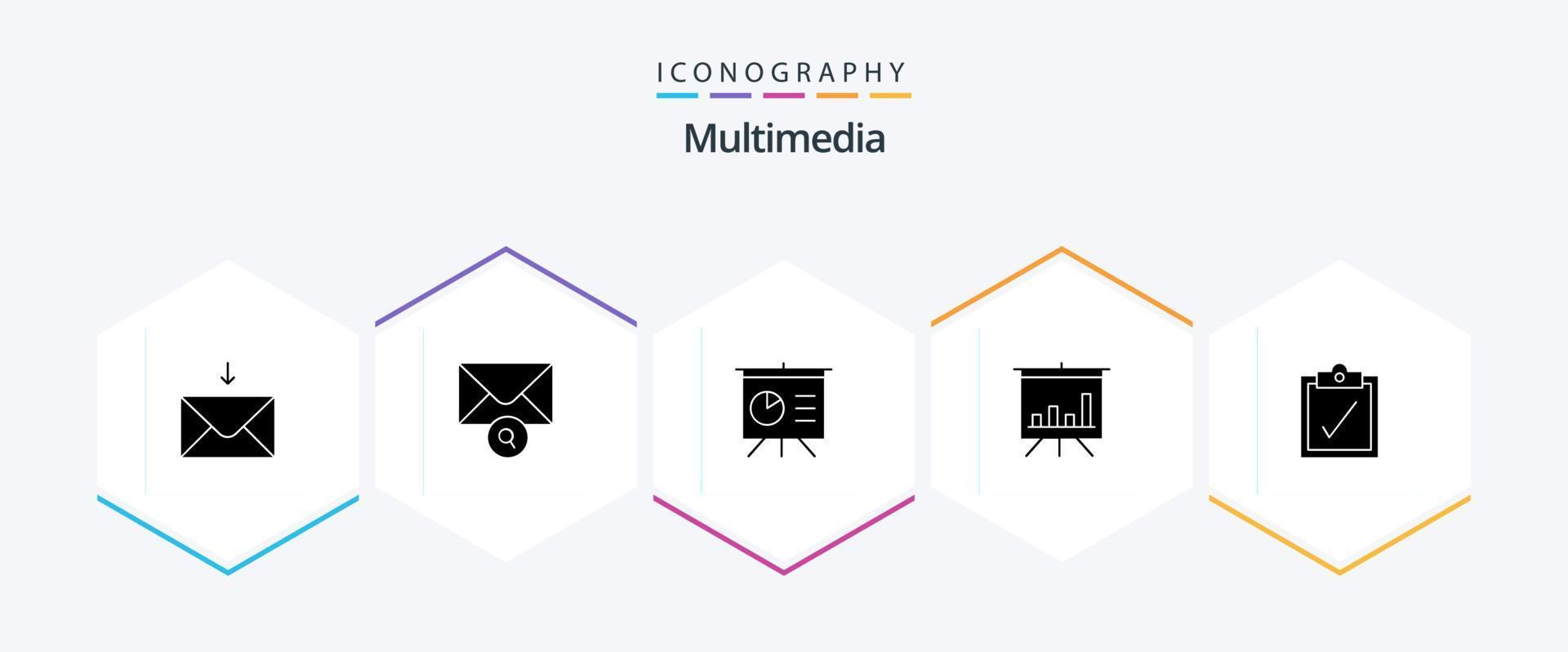 Multimedia 25 Glyph icon pack including . presentation. vector