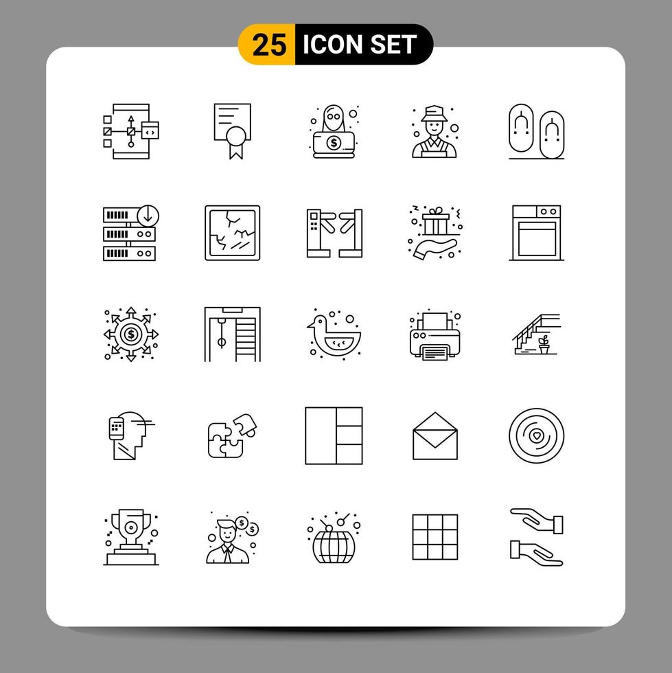 Universal Icon Symbols Group of 25 Modern Lines of flops detect detective user avatar Editable Vector Design Elements