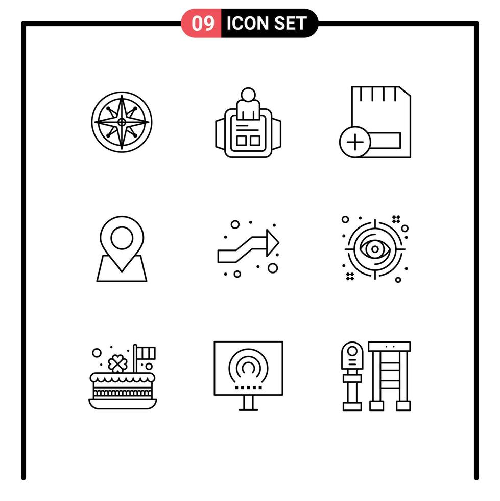 Modern Set of 9 Outlines and symbols such as pin map technology location devices Editable Vector Design Elements