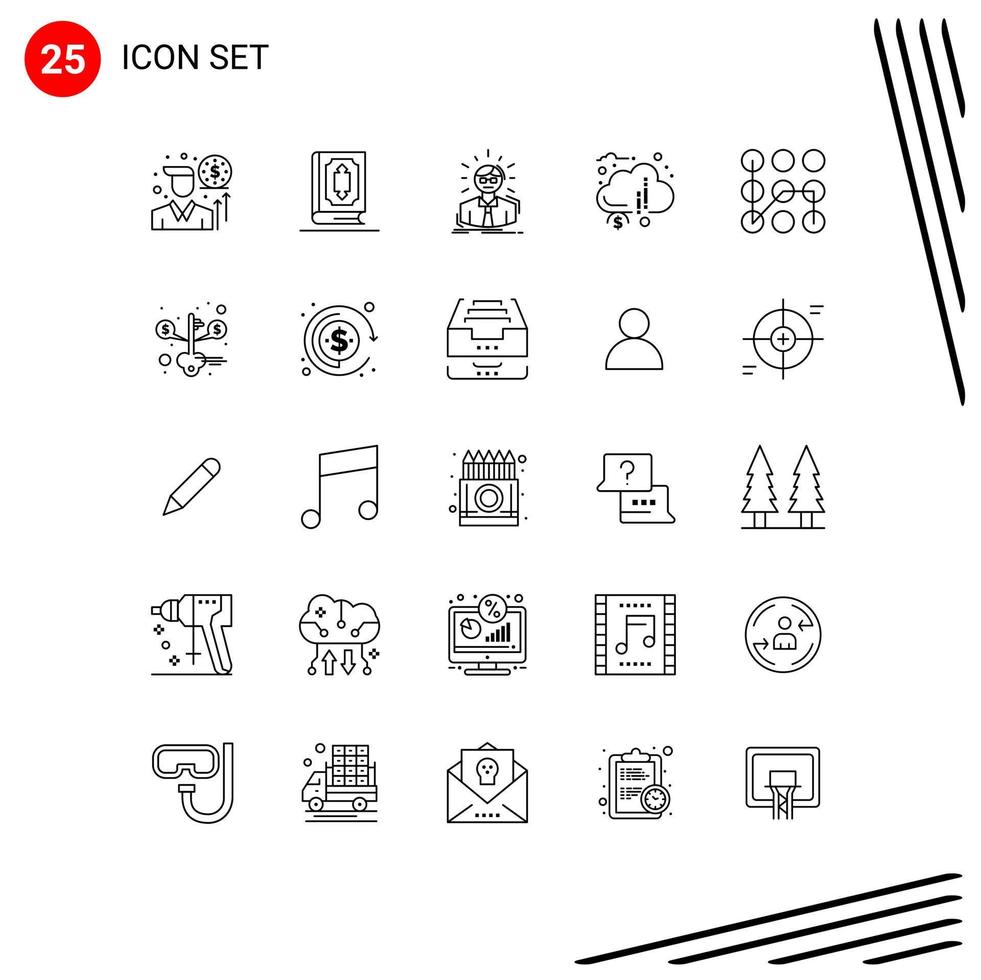 Group of 25 Lines Signs and Symbols for funds donation manager crowdsourcing business man Editable Vector Design Elements