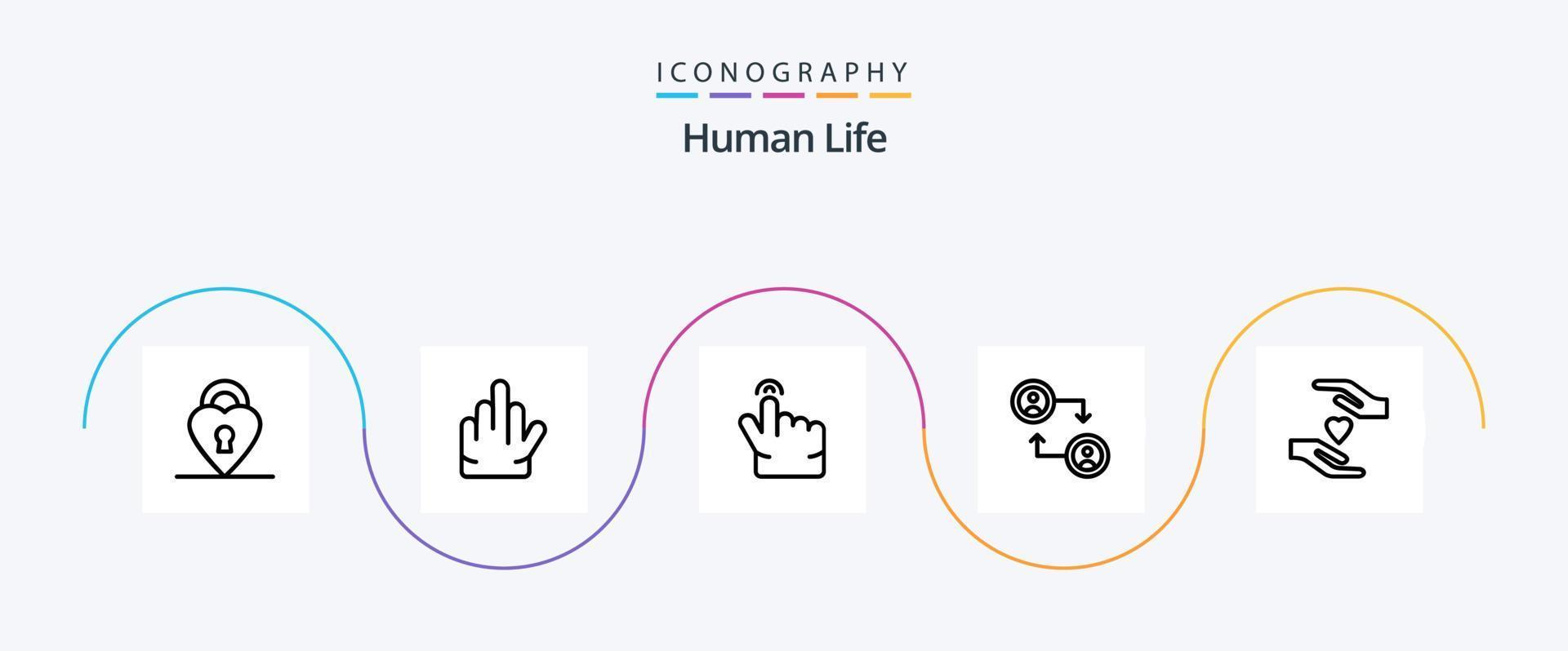 Human Line 5 Icon Pack Including . touch. love. care vector