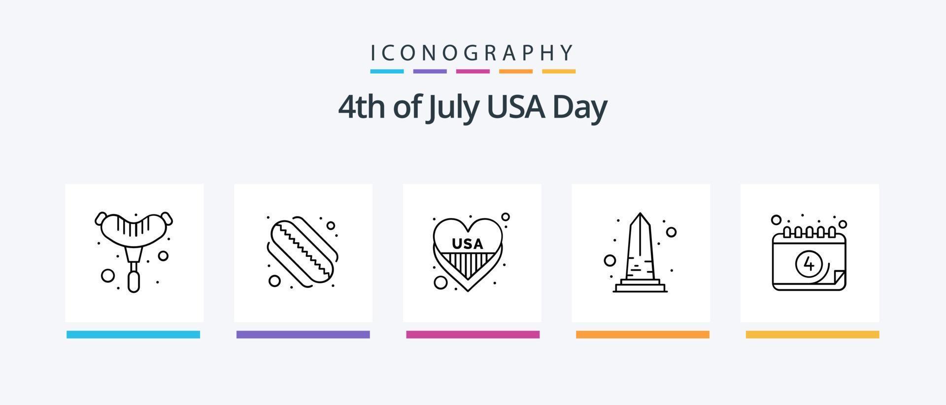 Usa Line 5 Icon Pack Including . hotdog. food. american. ice. Creative Icons Design vector