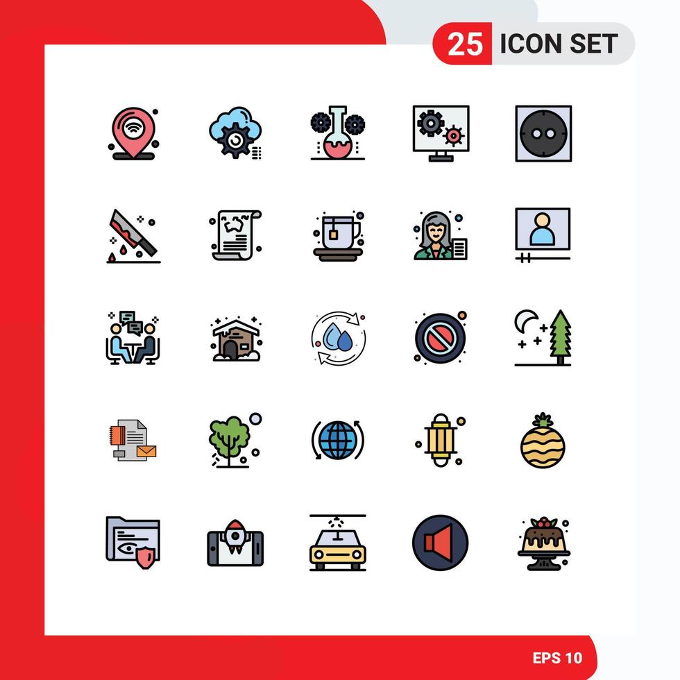 Mobile Interface Filled line Flat Color Set of 25 Pictograms of preference configure computing technology lab lab management Editable Vector Design Elements