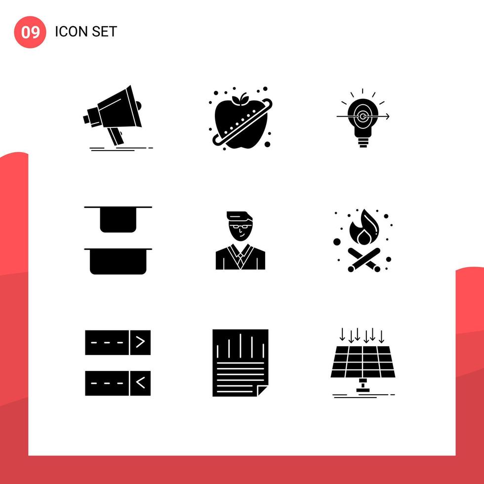 Pictogram Set of 9 Simple Solid Glyphs of user vertical fitness up business Editable Vector Design Elements