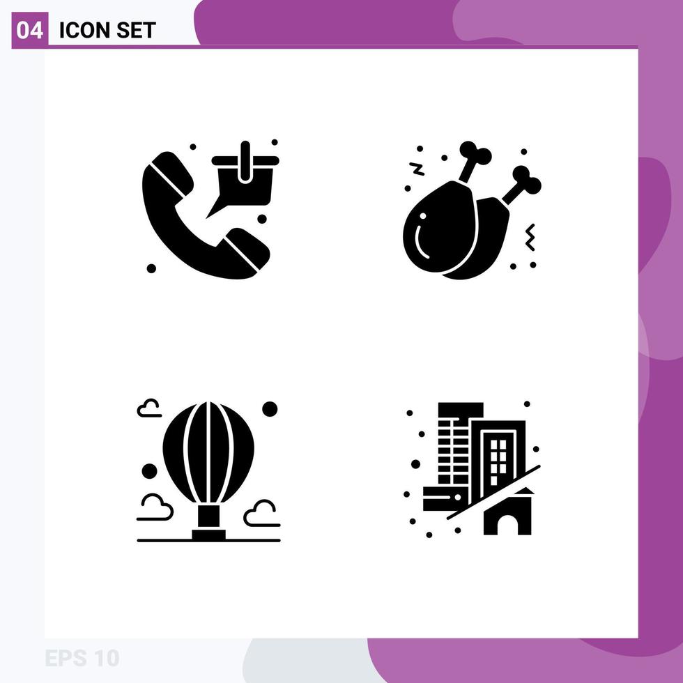 4 iconos creativos signos y símbolos modernos de bolsa aventura venta comida rápida nube elementos de diseño vectorial editables vector