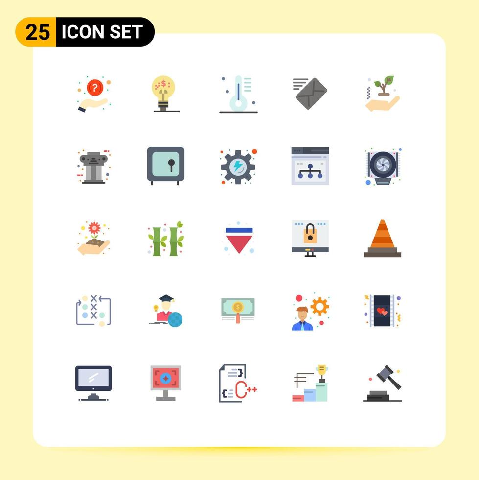 25 User Interface Flat Color Pack of modern Signs and Symbols of hand message appliance mail gastronomy Editable Vector Design Elements