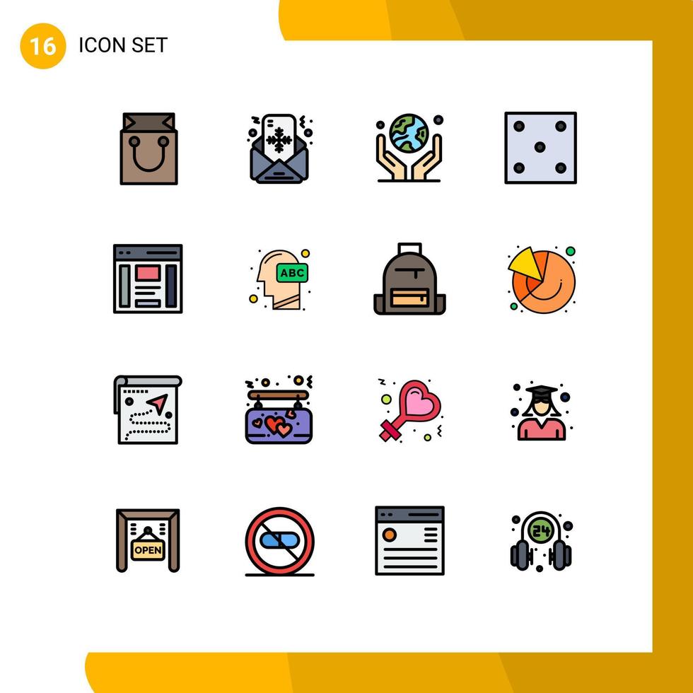 Set of 16 Modern UI Icons Symbols Signs for communication ludo environment game protection Editable Creative Vector Design Elements