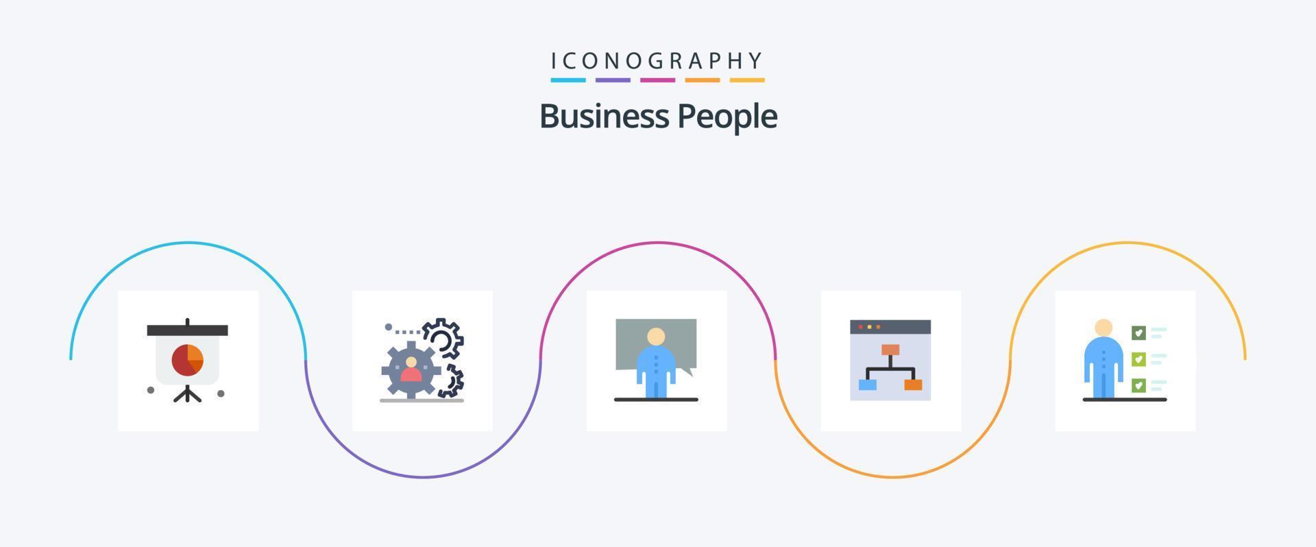 Business People Flat 5 Icon Pack Including team. group. communication. business. presentation vector