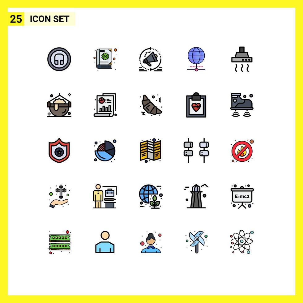 25 User Interface Filled line Flat Color Pack of modern Signs and Symbols of drink browser advertising internet loudspeaker Editable Vector Design Elements