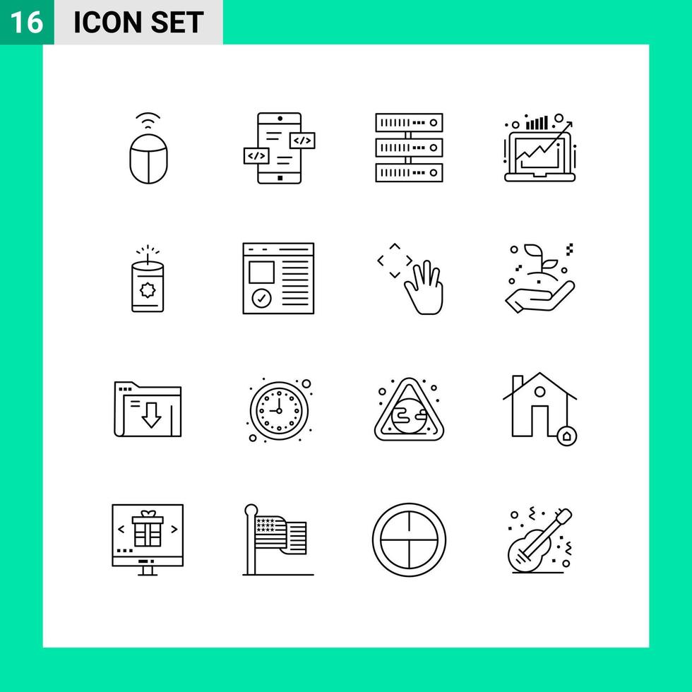 Universal Icon Symbols Group of 16 Modern Outlines of china profit data market demand Editable Vector Design Elements