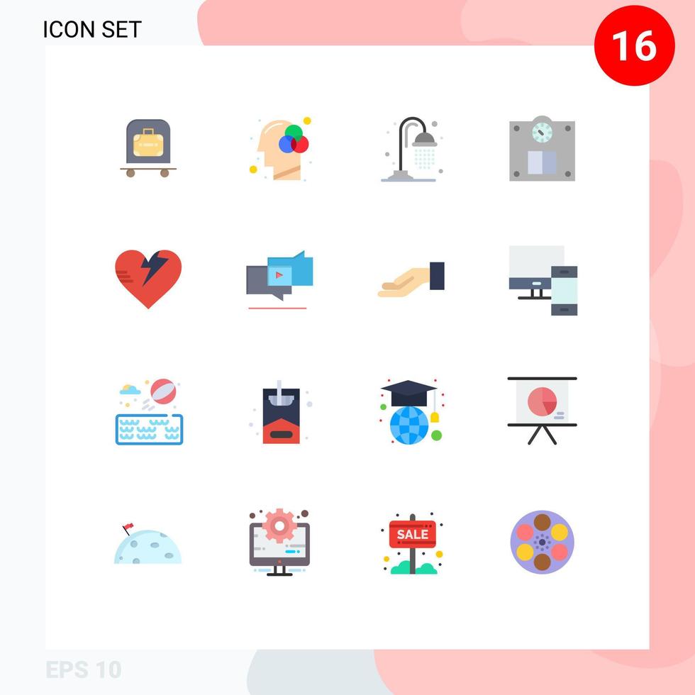 conjunto de 16 iconos de interfaz de usuario modernos símbolos signos para escalas de atención médica de agua de corazón viral paquete editable de elementos creativos de diseño de vectores