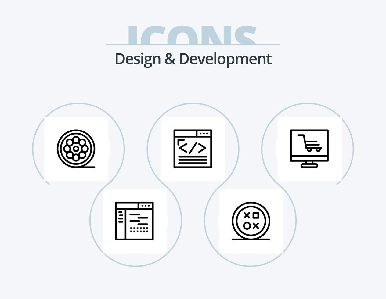 Design and Development Line Icon Pack 5 Icon Design. programing. development. programing. design. video game vector