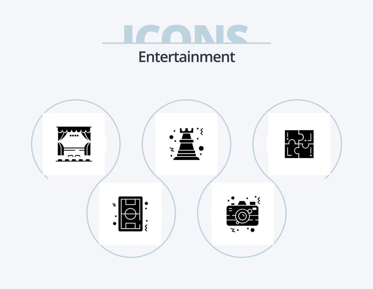 Entertainment Glyph Icon Pack 5 Icon Design. game. pawn. picture. entertainment. stage vector