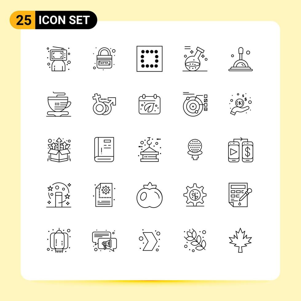 25 User Interface Line Pack of modern Signs and Symbols of magnifying glass spa link potion element Editable Vector Design Elements