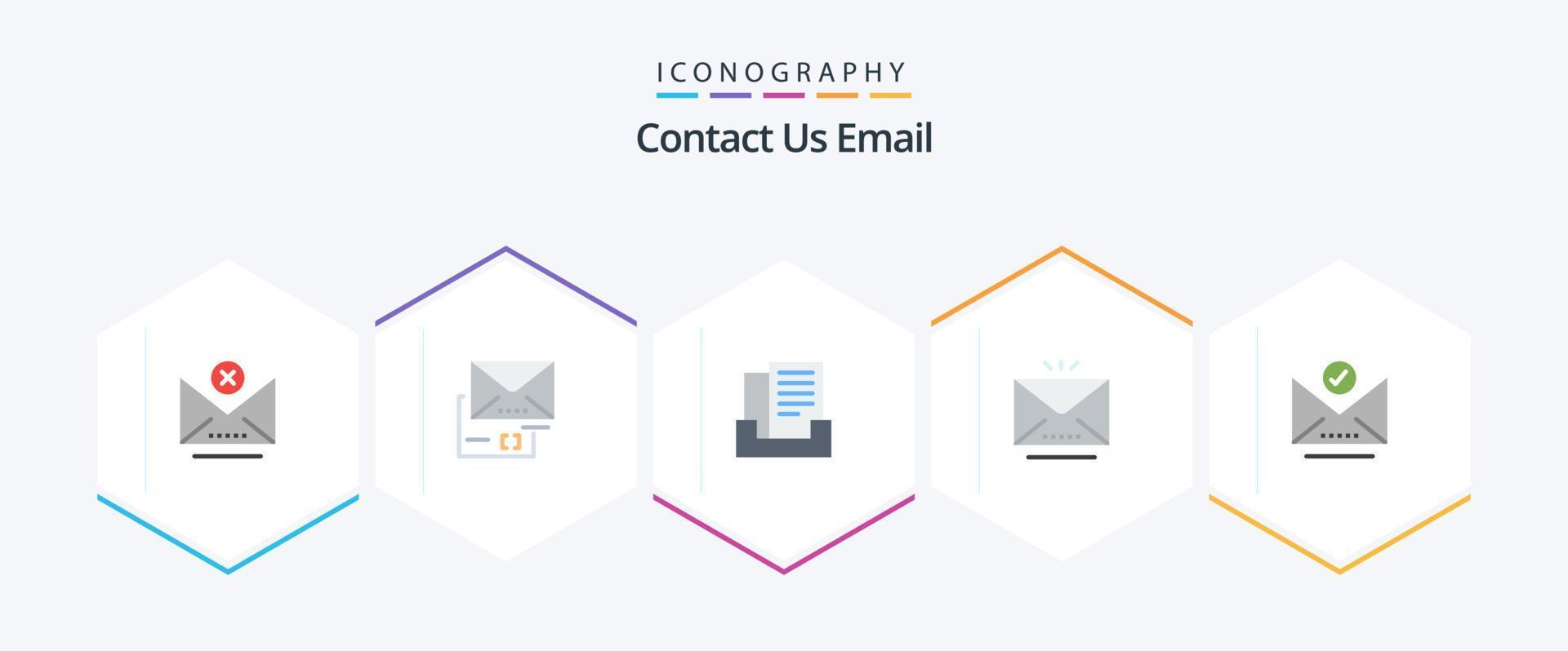 Email 25 Flat icon pack including letter. check mark. email. open. letter vector