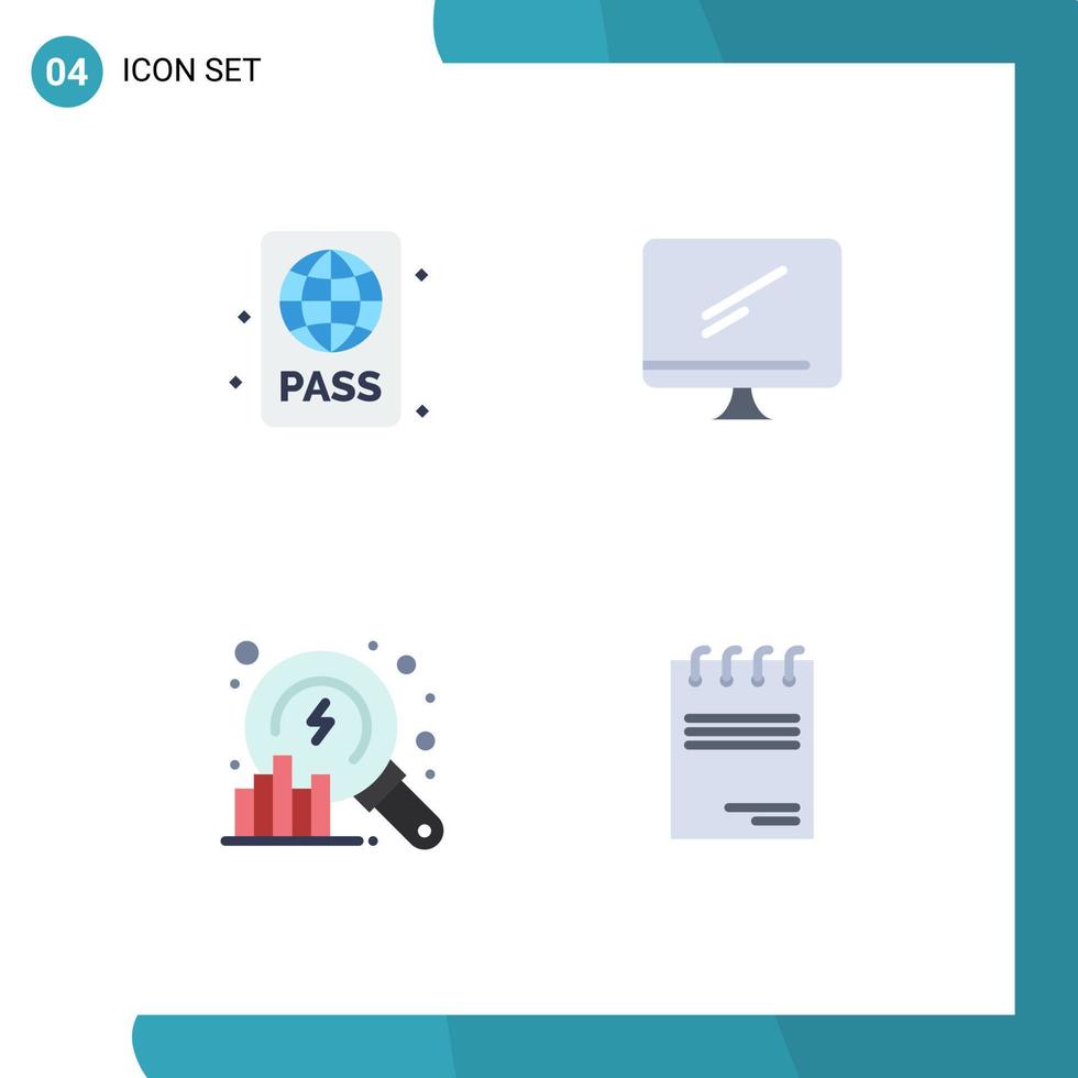 4 iconos planos vectoriales temáticos y símbolos editables de análisis de monitor de piscina de PC de playa elementos de diseño vectorial editables vector