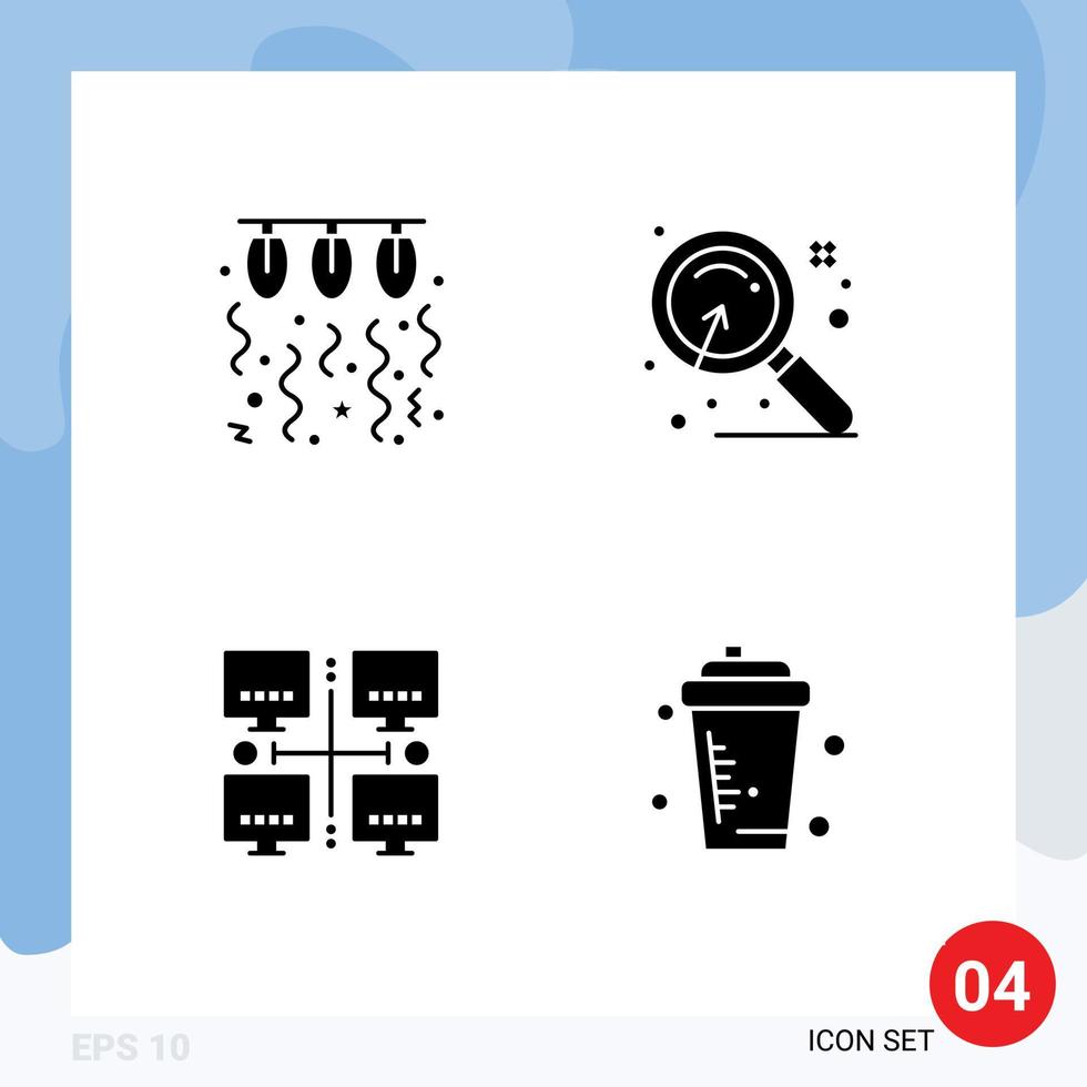 Set of 4 Modern UI Icons Symbols Signs for bulb area love market local Editable Vector Design Elements