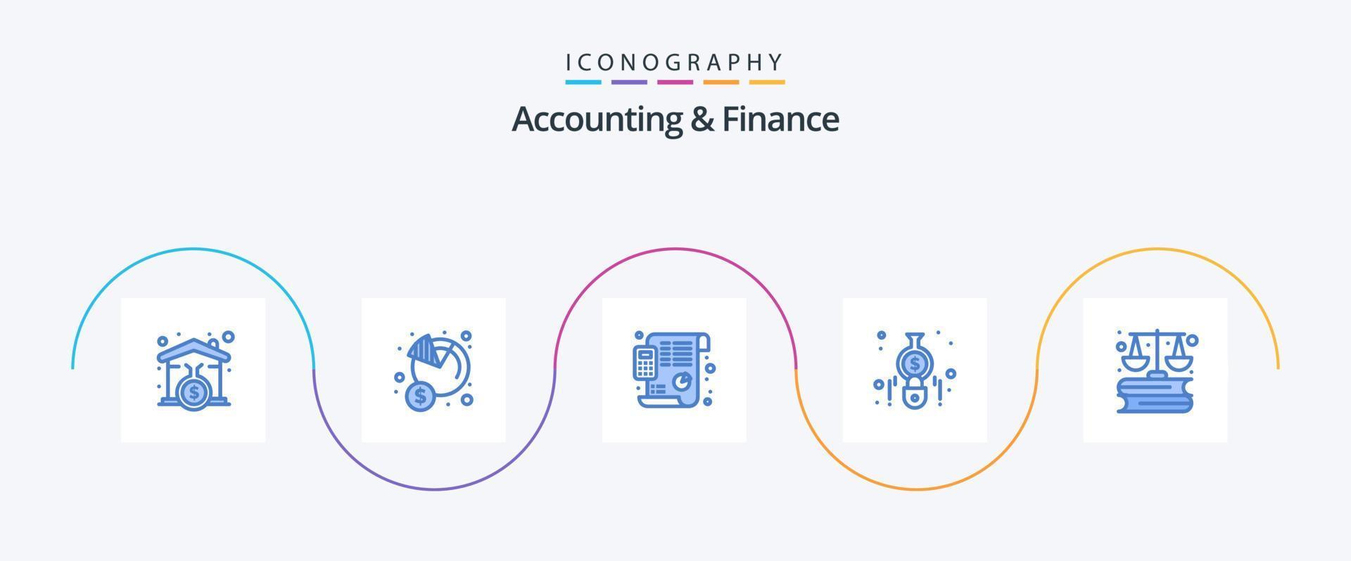 paquete de iconos azul 5 de contabilidad y finanzas que incluye negocios. calculadora. dinero. calcular. planificación vector