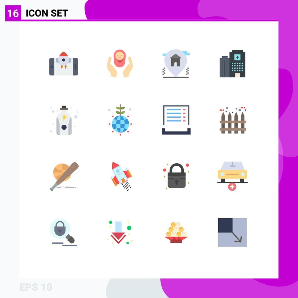 Universal Icon Symbols Group of 16 Modern Flat Colors of diet building child madical real estate Editable Pack of Creative Vector Design Elements