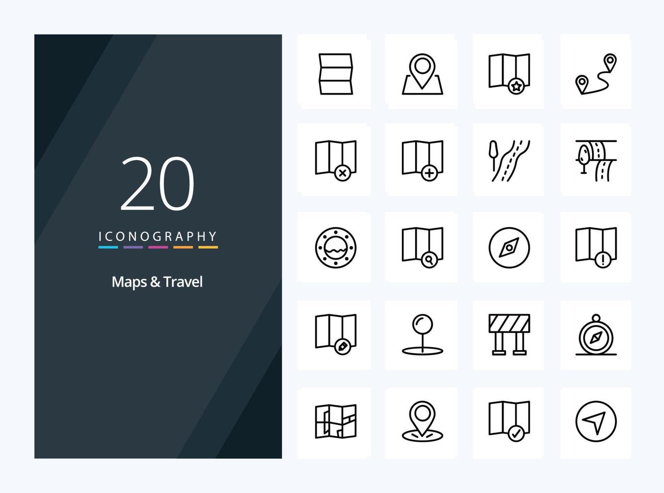 20 Maps  Travel Outline icon for presentation vector