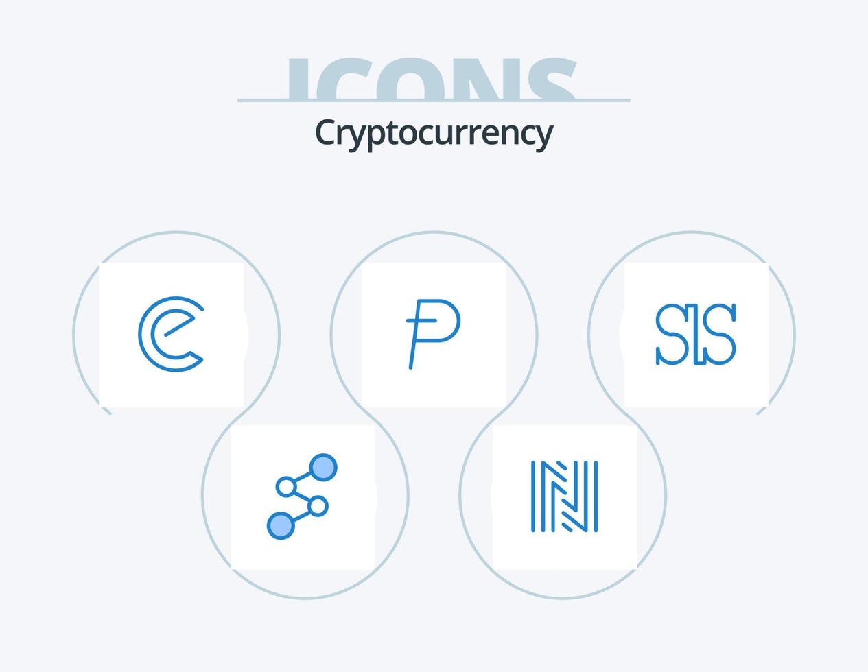 paquete de iconos de criptomoneda azul 5 diseño de iconos. cripto. moneda criptográfica. moneda de energía cripto. potcoin vector