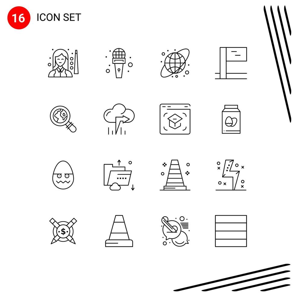 Stock Vector Icon Pack of 16 Line Signs and Symbols for cloud lost reporter ecommerce flag Editable Vector Design Elements