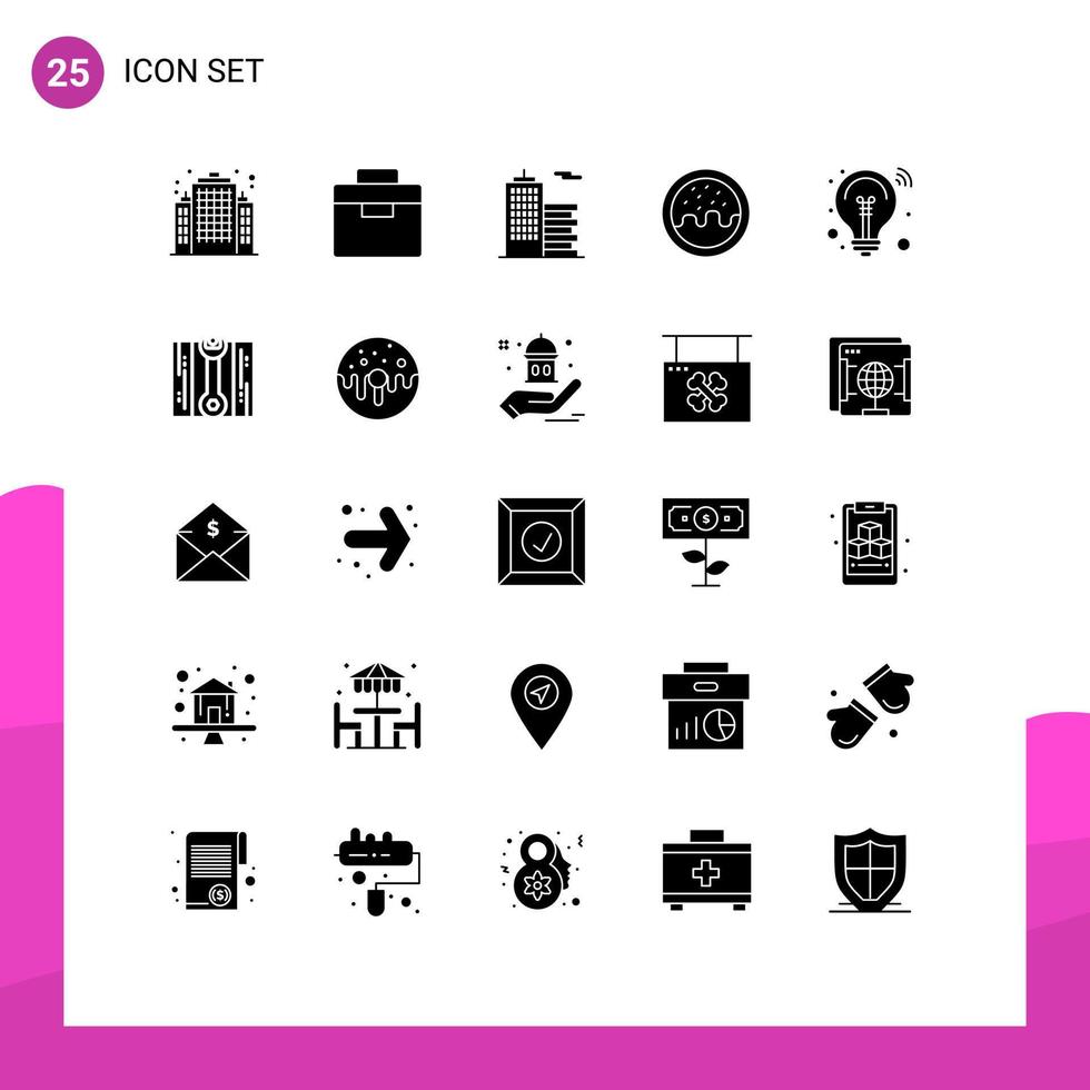 Set of 25 Modern UI Icons Symbols Signs for smart solution idea business bulb donut Editable Vector Design Elements