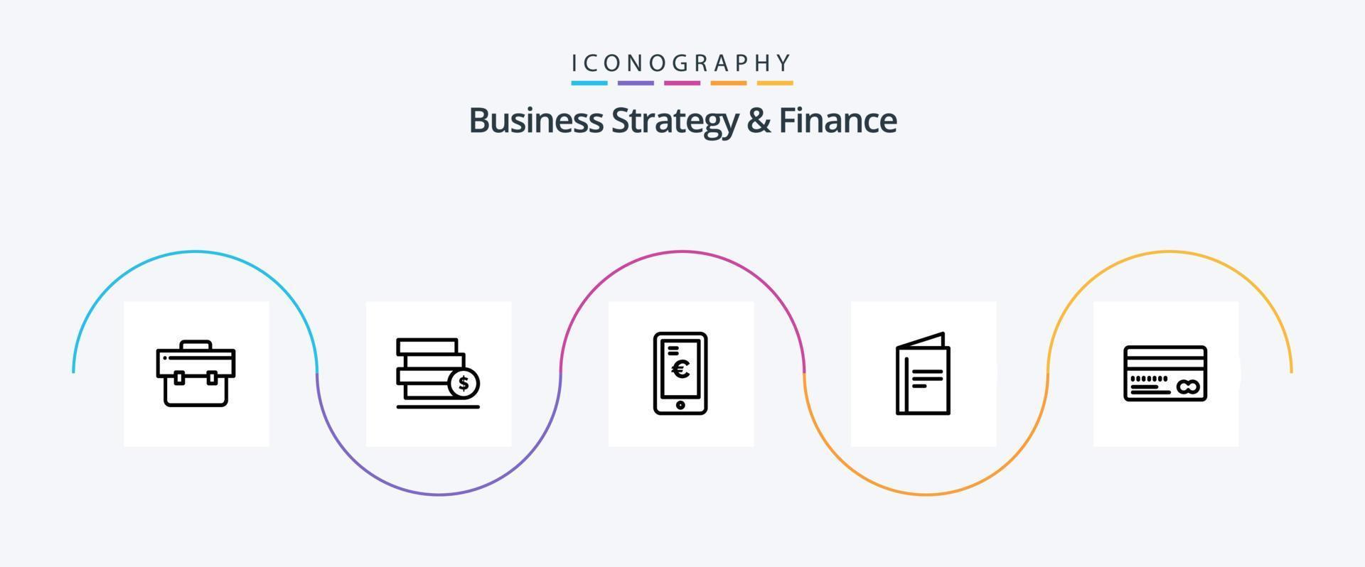 paquete de iconos de línea 5 de estrategia empresarial y finanzas que incluye tarjeta. dólar compras. pago vector
