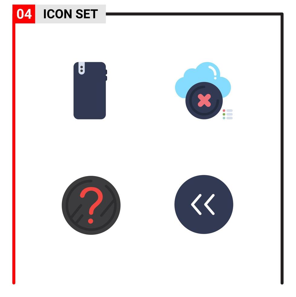 Group of 4 Modern Flat Icons Set for phone cross android delete faq Editable Vector Design Elements
