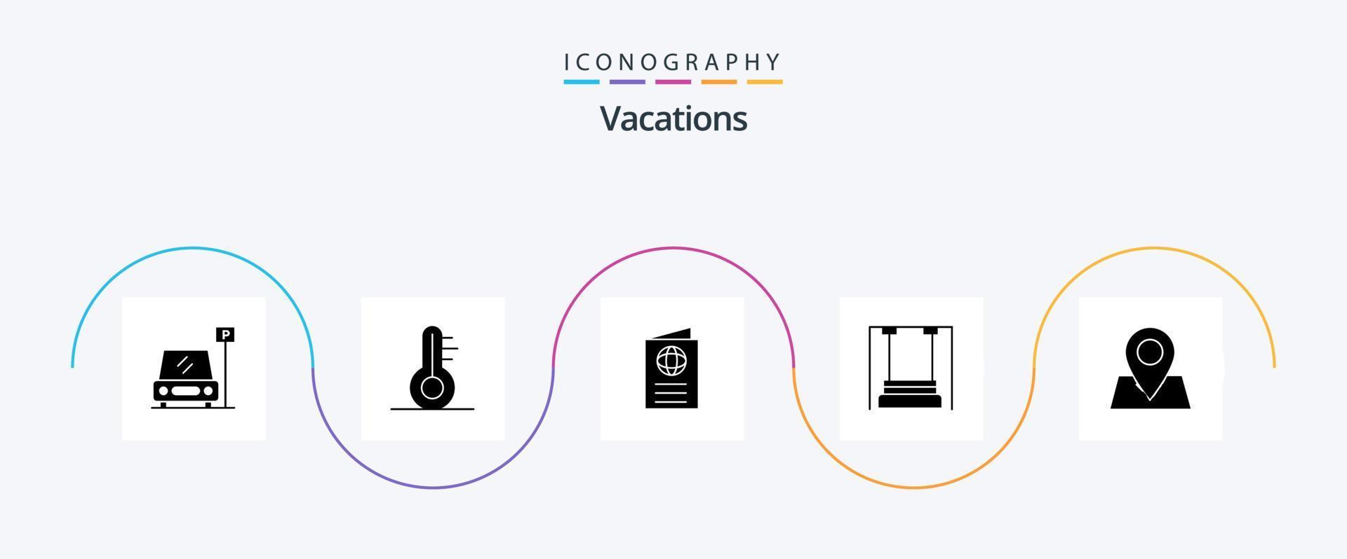 paquete de iconos de glifo 5 de vacaciones que incluye la infancia. clima. viajar. identificación vector