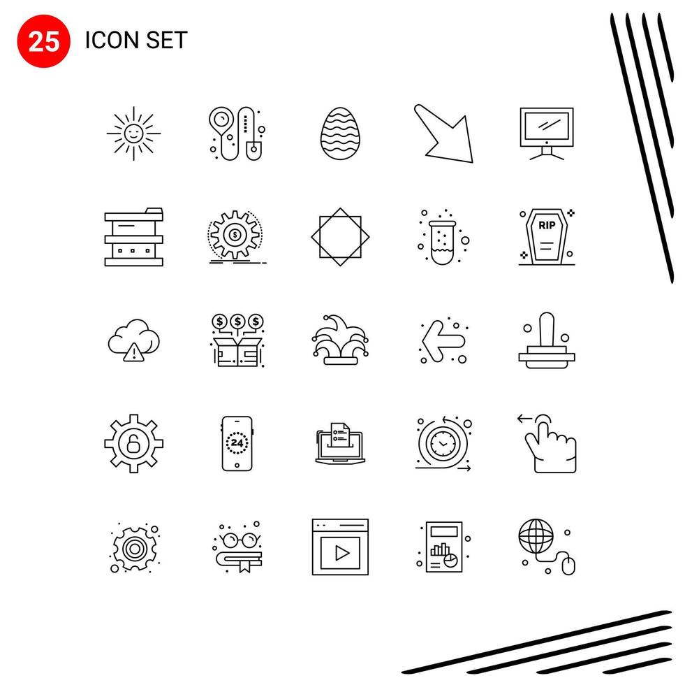 paquete de iconos de vector de stock de 25 signos y símbolos de línea para monitor imac computadora de pascua abajo elementos de diseño de vector editables